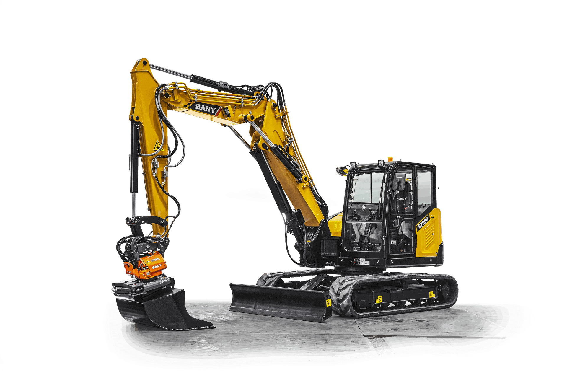 Minibagger Sany SY 80UPB2 mit Kinshofer Tiltrotator NOX TR11 mit Greifermodul