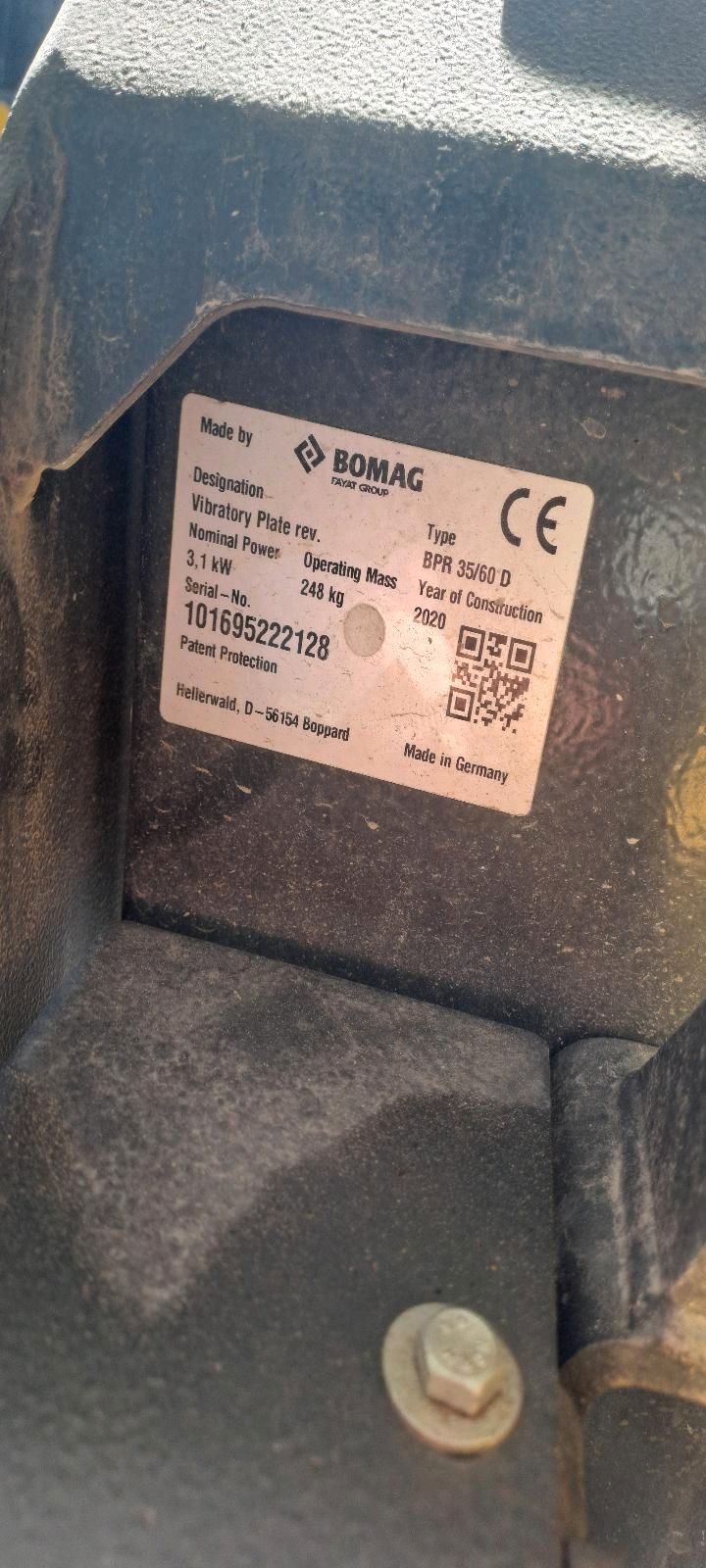 Rüttelplatte BOMAG BPR 35/60 D/H Stoneguard gebraucht kaufen