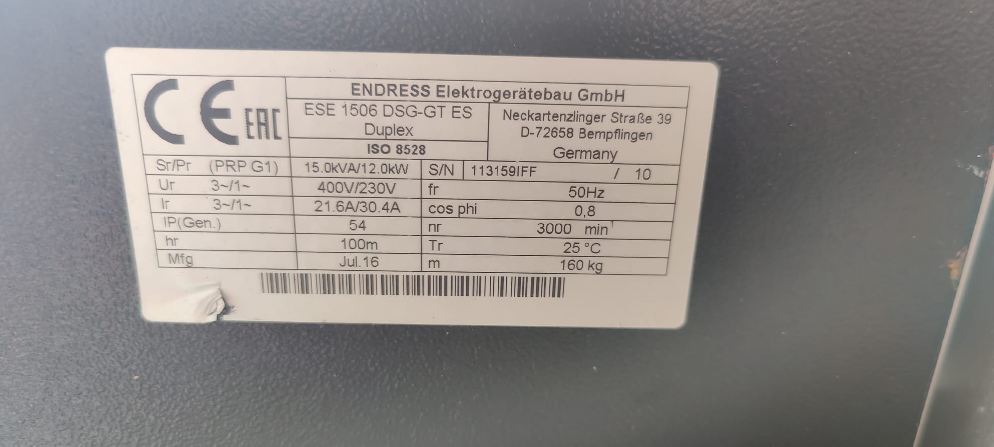 Stromerzeuger Endress ESE 1506 gebraucht kaufen