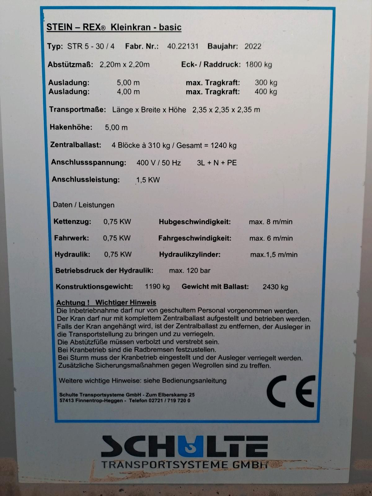 Mauerkran kaufen Minikran Stein-Rex 2.0 kaufen