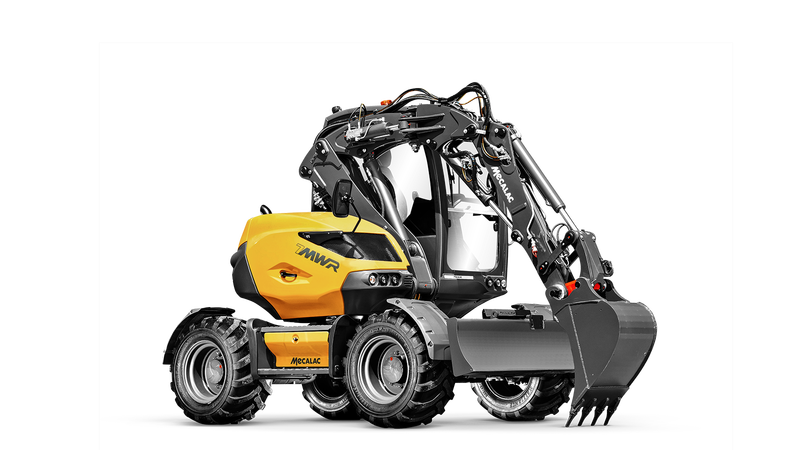 Mobilbagger bis 7 t - z.B. MECALAC 7MWR mit Verstellausleger mieten