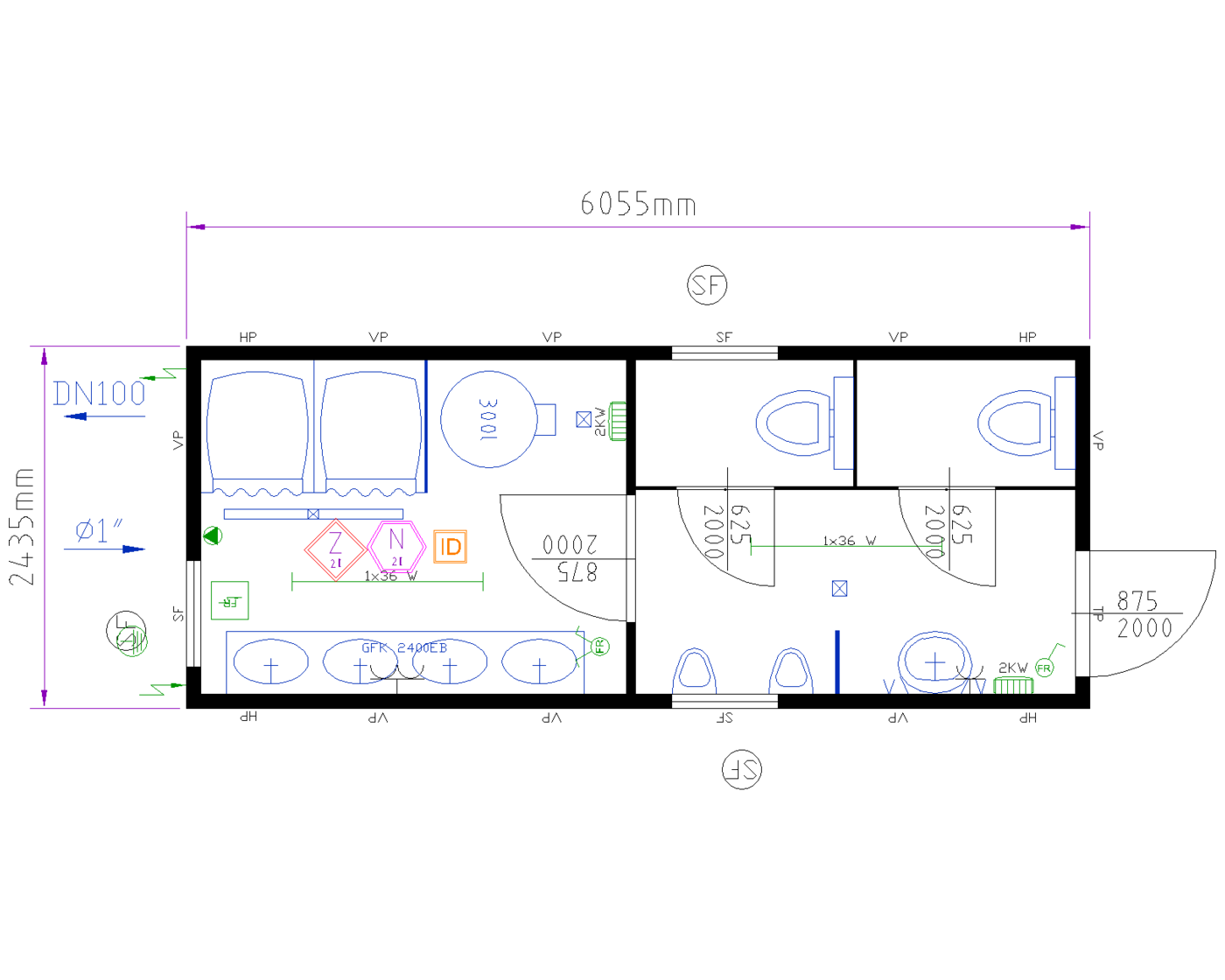 Sanitärcontainer 20' containex_sanitaercontainer_20_niklaus-baugeraete