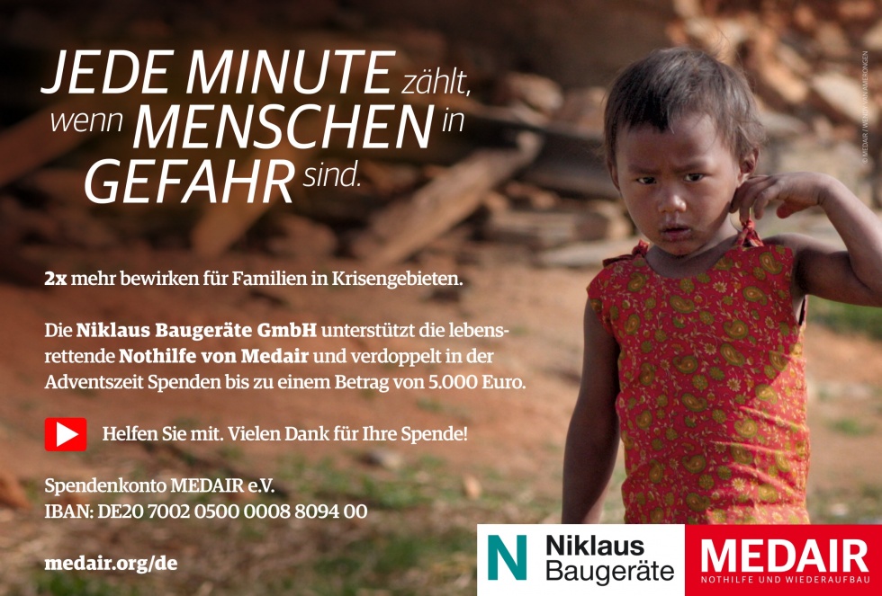 Medair Spendenaktion von Niklaus Baugeräte 2017 