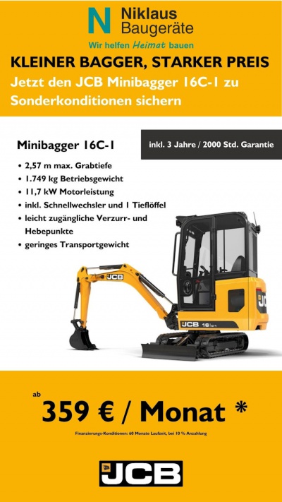 Soko für JCB Minibagger 16C-1 bei Niklaus Soko für JCB Minibagger 16C-1 bei Niklaus
