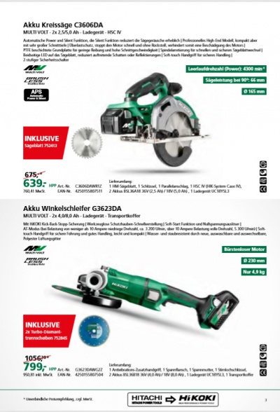 HIKOKI Elektrowerkzeuge zu Sonderpreisen
