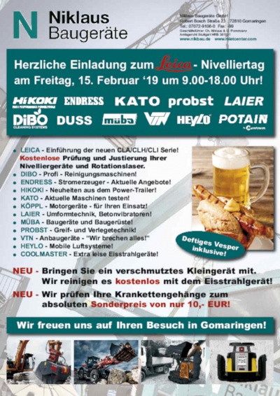 Leica Nivelliertag bei Niklaus Baugeräte am 15.02.19 in Gomaringen